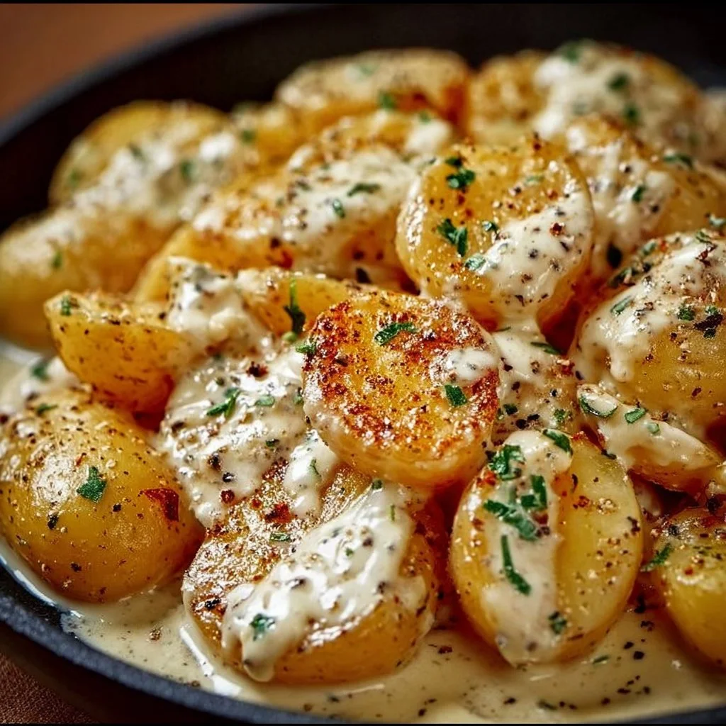 Kartoffeln mit cremiger Knoblauchsoße einfach zubereiten