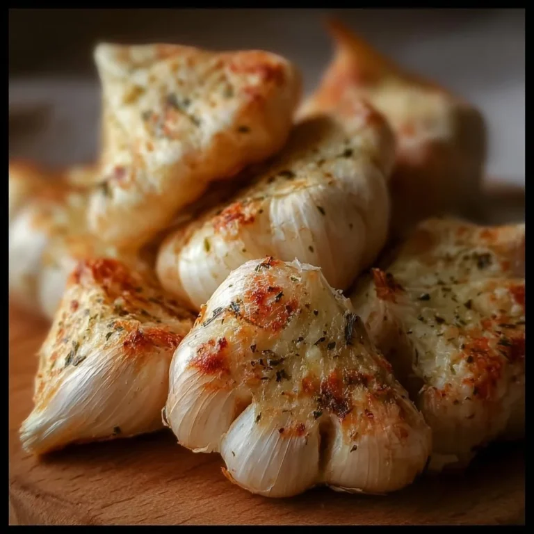 Knoblauch Ecken auf einem Teller serviert, ideal als Snack oder Beilage.