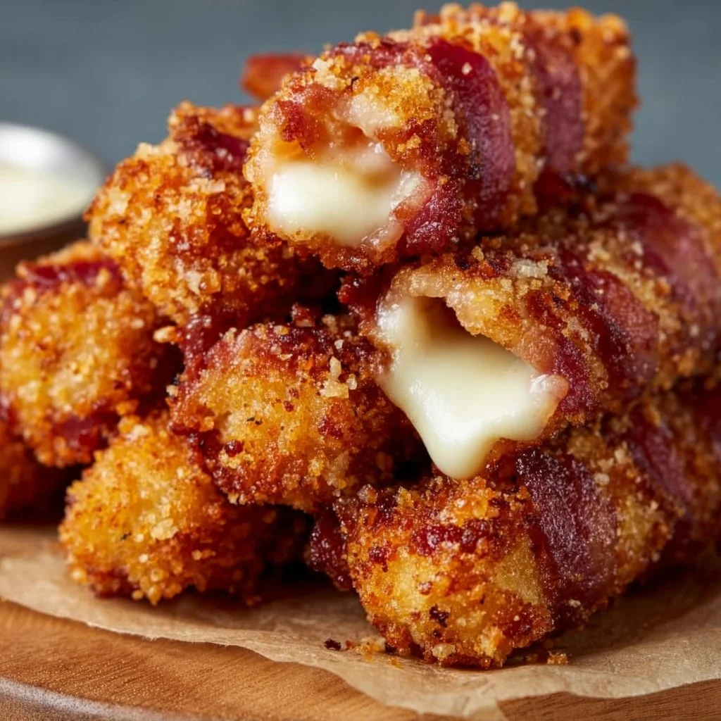Knusprige Beef Bacon-Mozzarella-Sticks