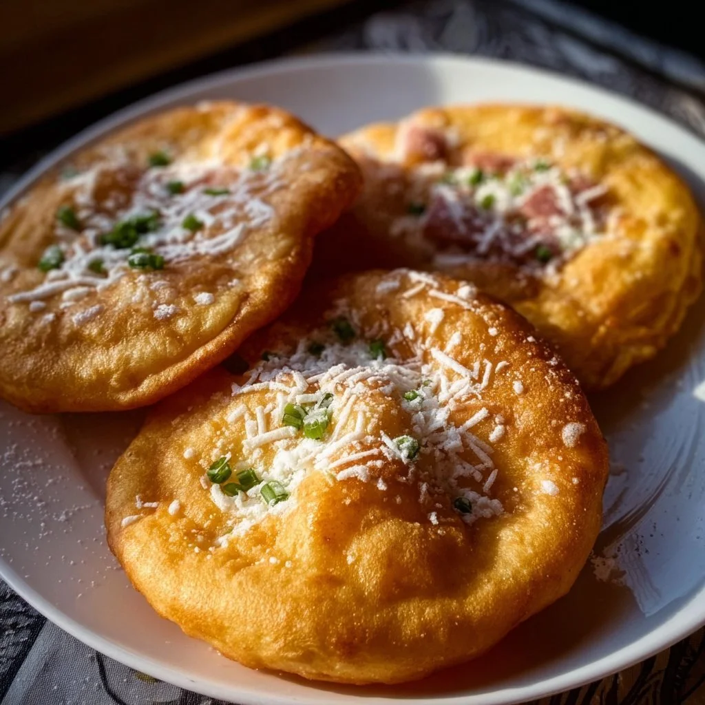 Knusprige Langos aus der Heißluftfritteuse, frisch zubereitet und serviert.