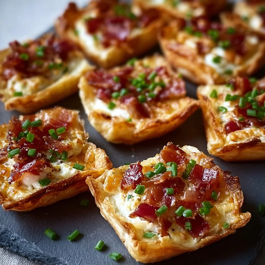 Knusprige Mini Tarte Flambée Häppchen