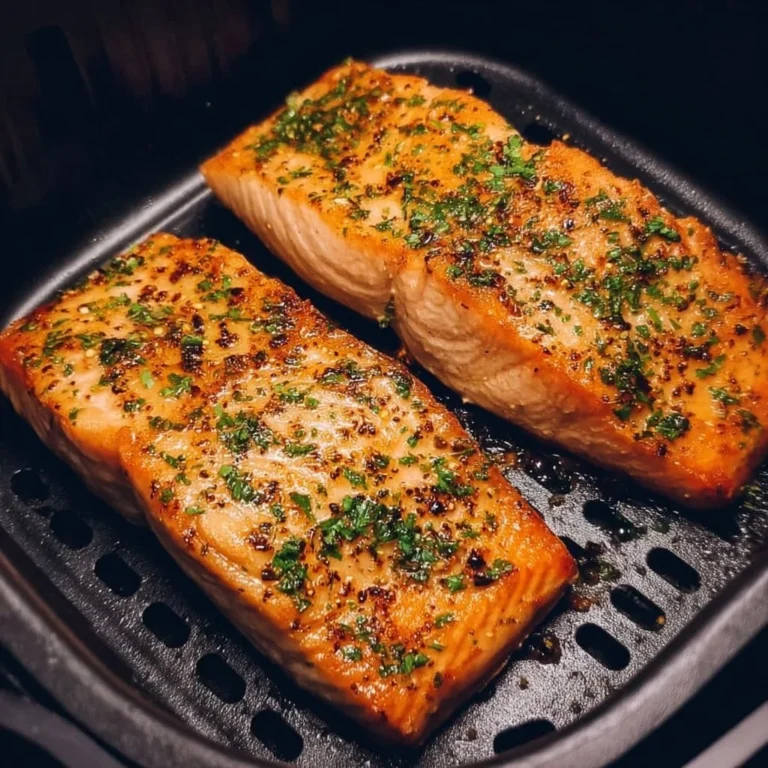 Lachsfilet im Airfryer zubereitet, saftig und lecker.
