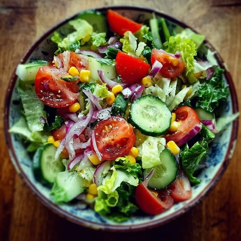 Ein bunter 5 Minuten Salat in einer Schüssel, ideal für schnelle Mahlzeiten.