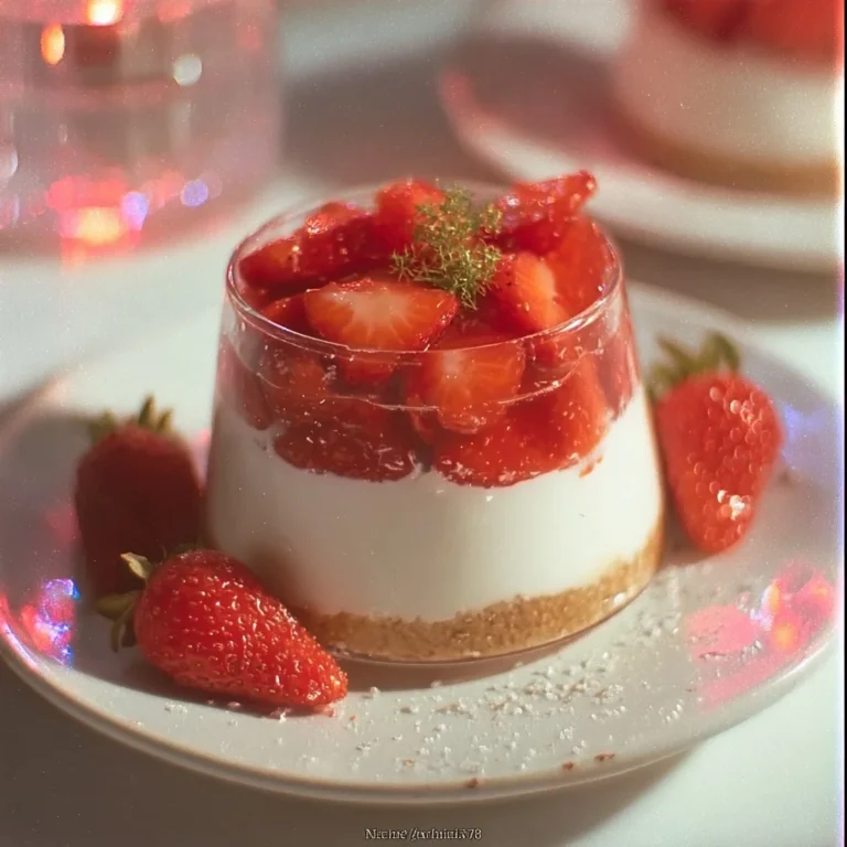 Leichtes Erdbeer-Dessert mit frischen Erdbeeren und Sahne