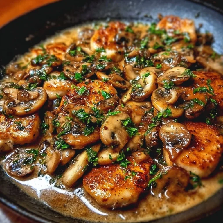 Low Carb Hühner-Pilz-Pfanne mit frischen Zutaten und Gewürzen