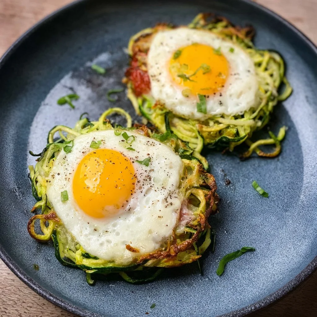 Low Carb Zucchini Nester mit Spiegelei