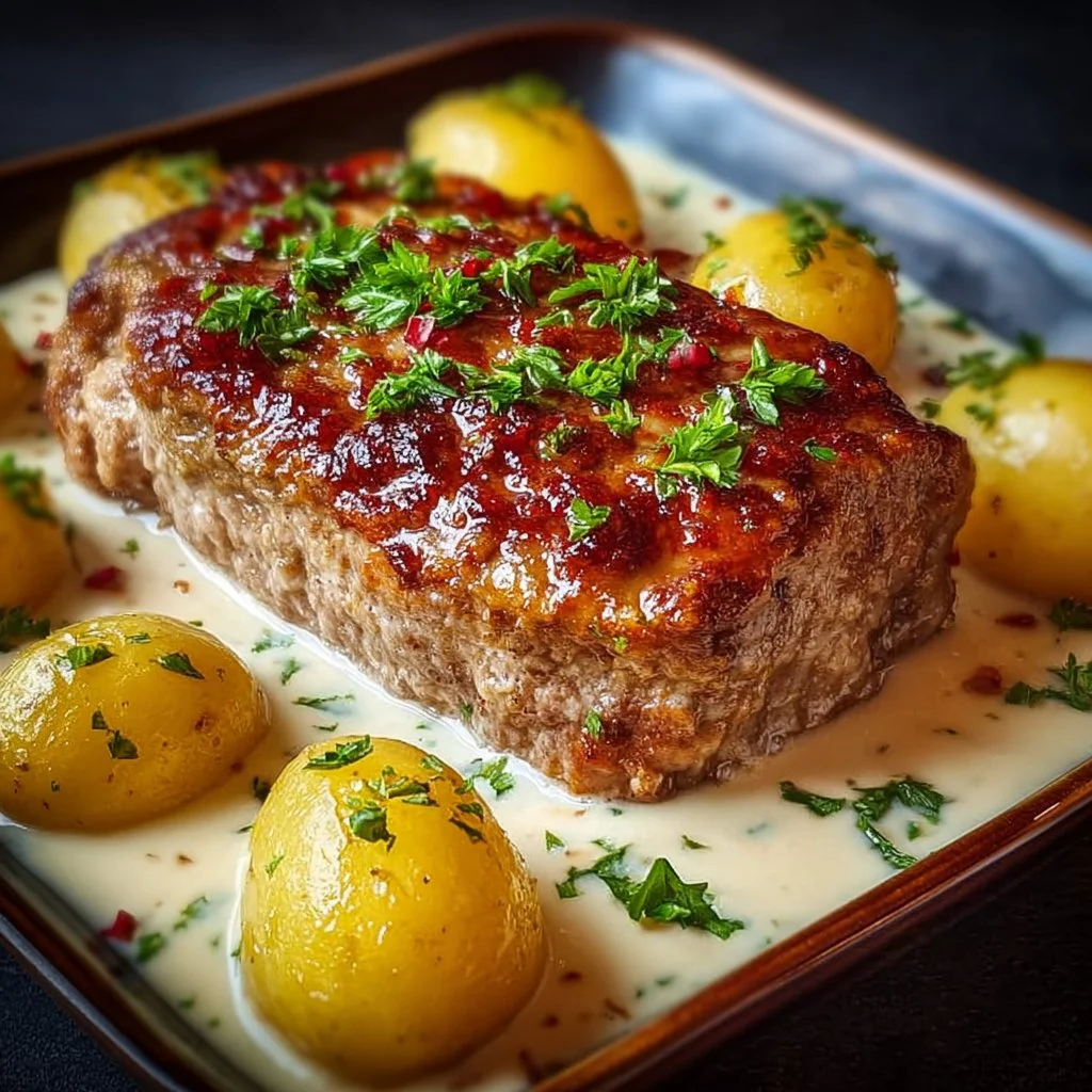 Delicious Meatloaf with Potatoes in Cream - Family Favorite!