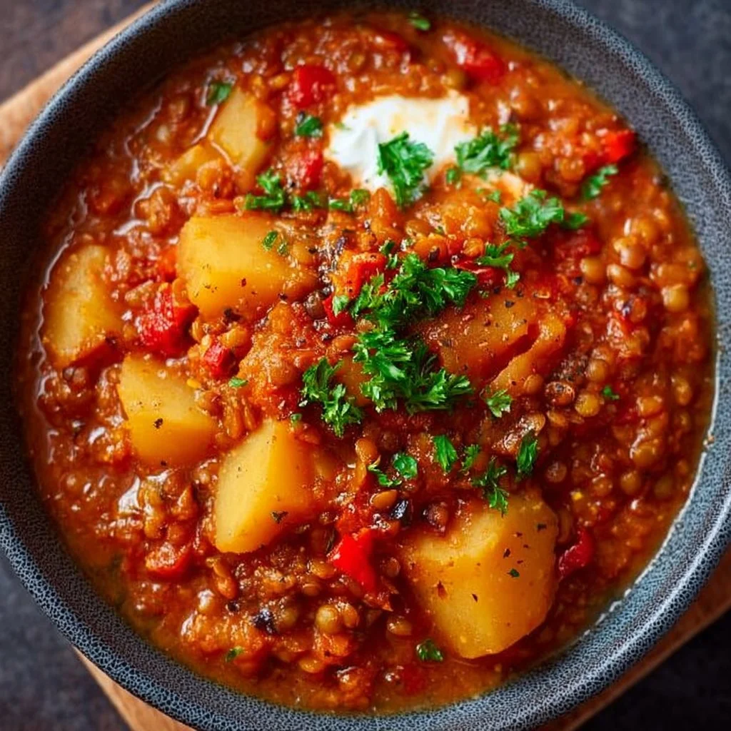 Paprika-Kartoffel-Topf mit Linsen