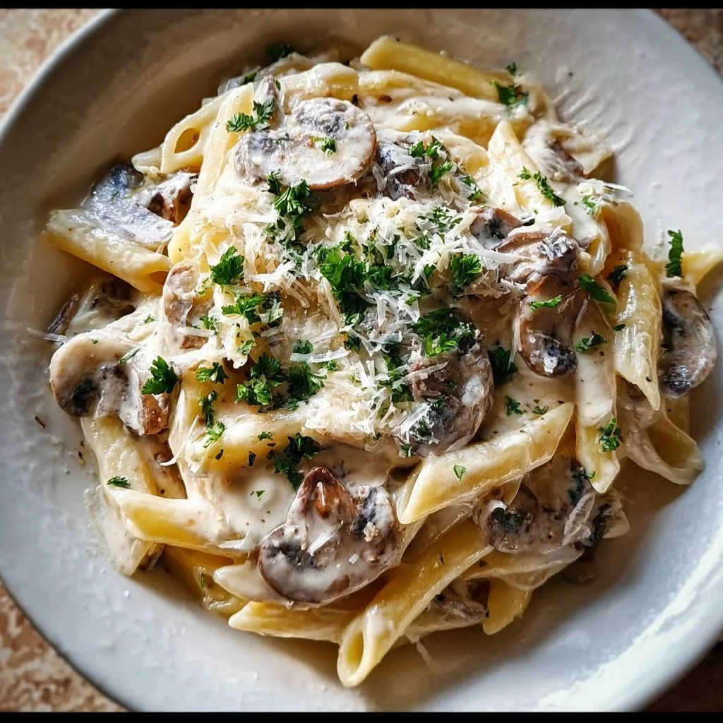 Pilzcremesoße Pasta - schnelles und leckeres Abendessen Rezept