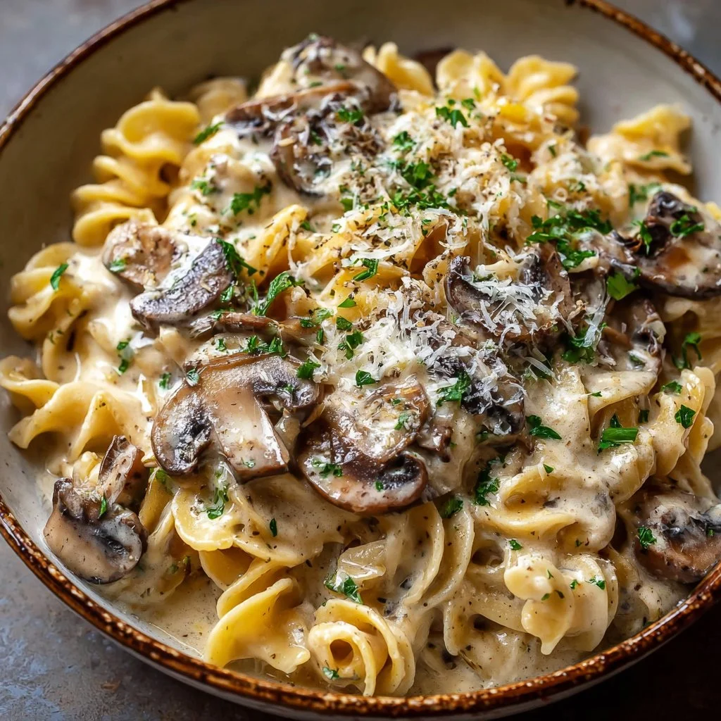 Pilzcremesoße Pasta für schnelle Abendessen