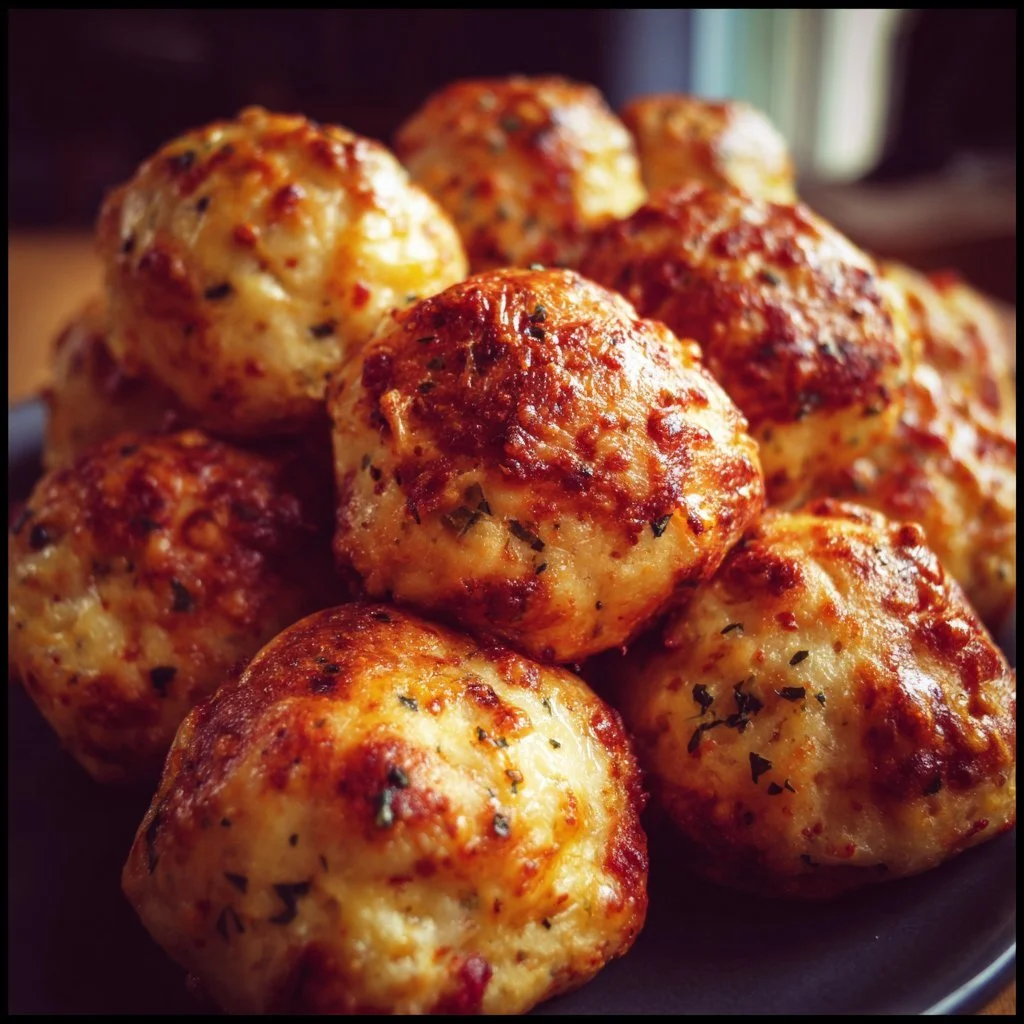 Leckere Pizza Bällchen mit frischen Zutaten und Käsefüllung