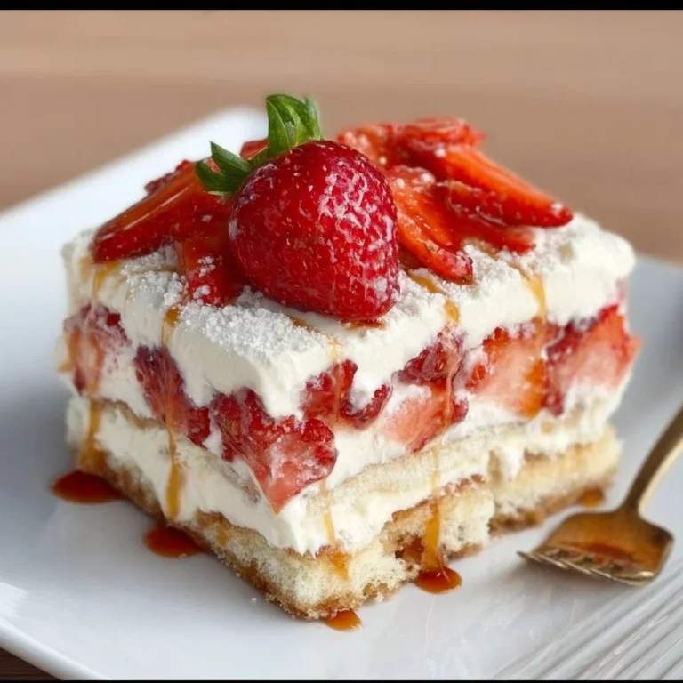 Raffaello Erdbeer Tiramisu mit frischen Erdbeeren und Raffaello-Kügelchen