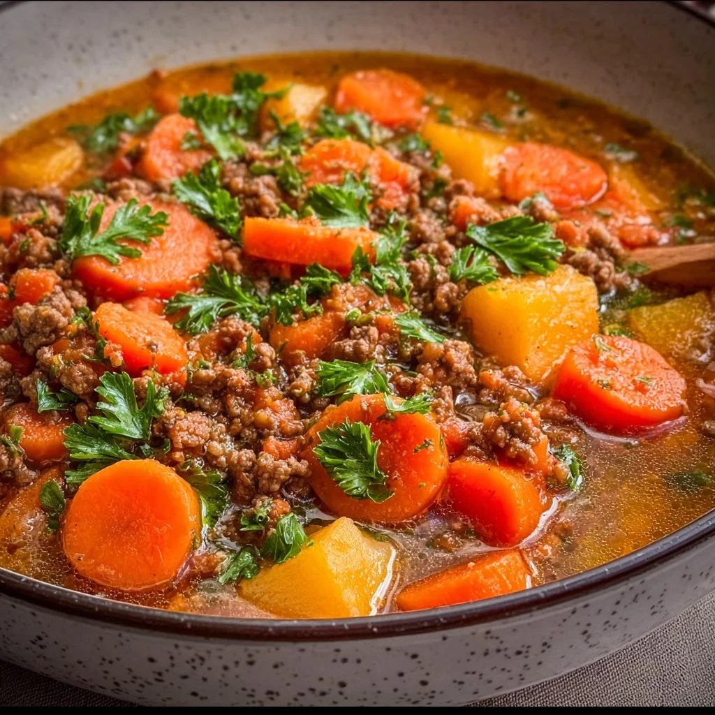 Simple Carrot Stew with Ground Meat