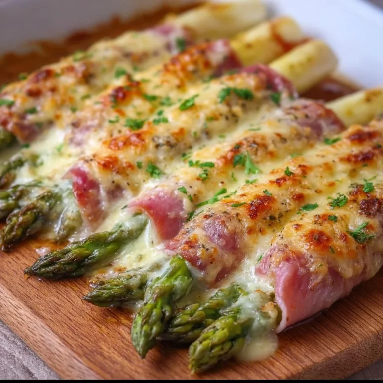 Spargel Schinken Röllchen auf einem Teller serviert, ideal für Partys oder Feiertage.