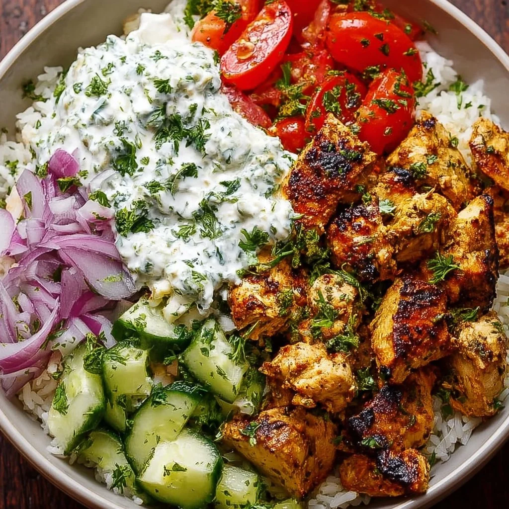The title is already in German. Here it is: Die beste Griechische Hähnchen Bowl: Saftig & voller Geschmack.
