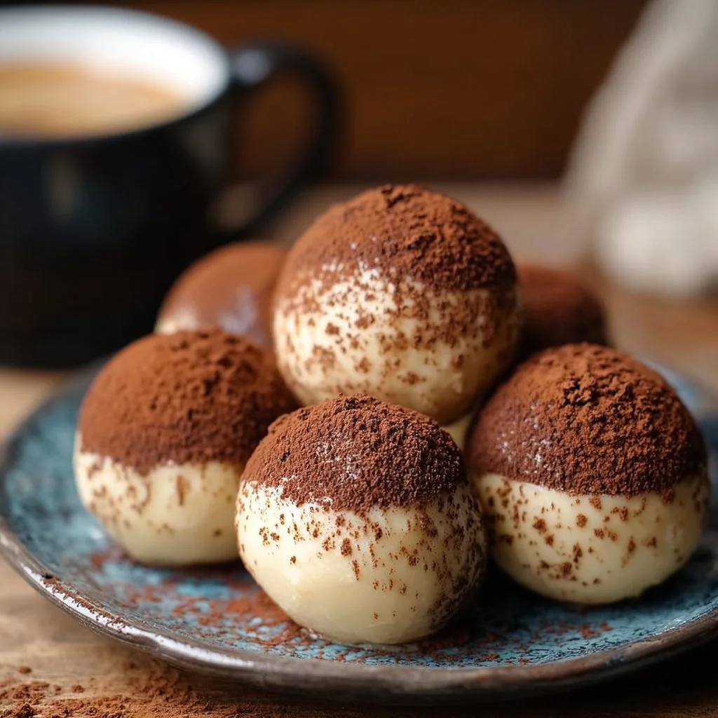 Leckere Tiramisu Kugeln mit Kaffee und Mascarpone