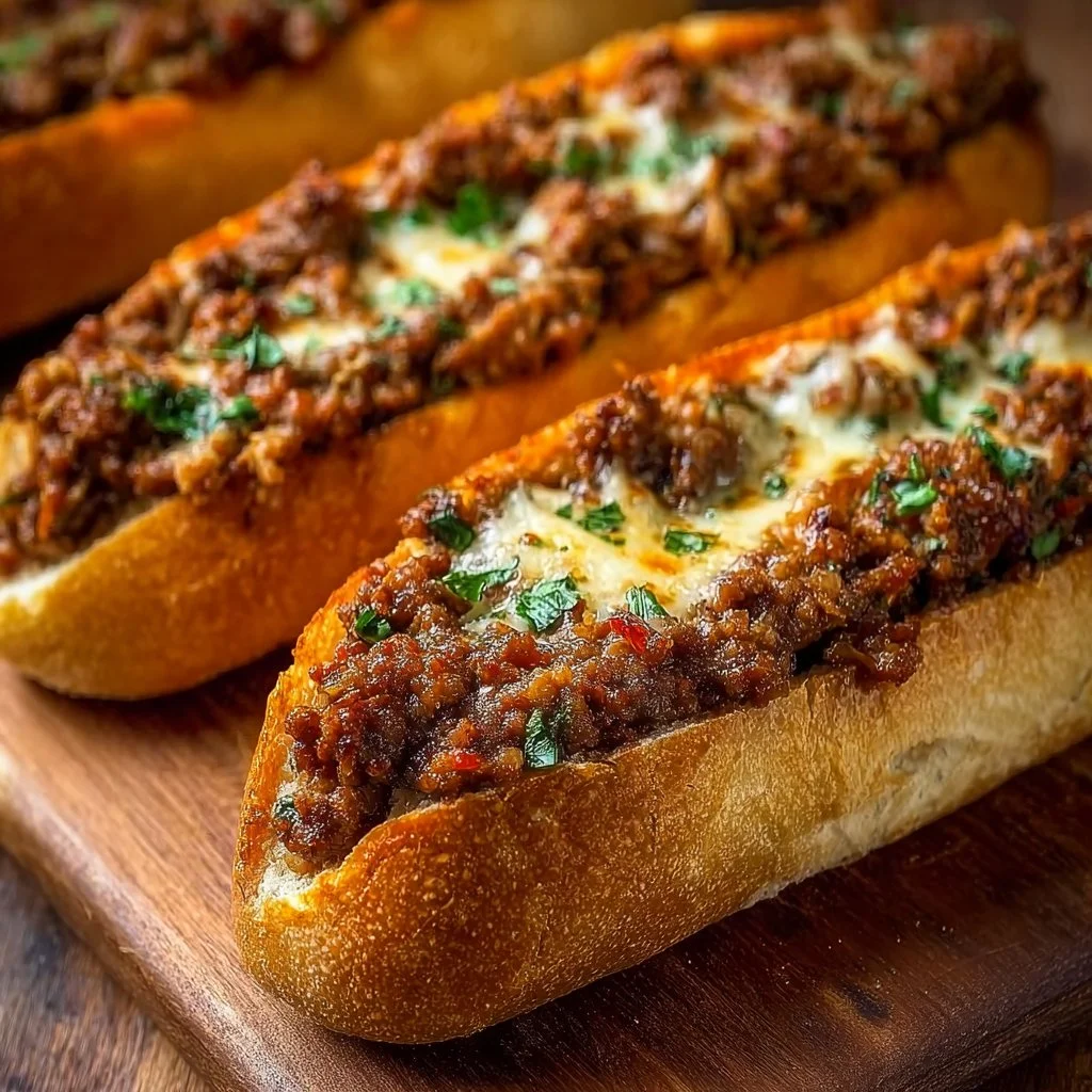 Überbackene Hackfleisch-Baguettes für Herzhaft-Liebhaber