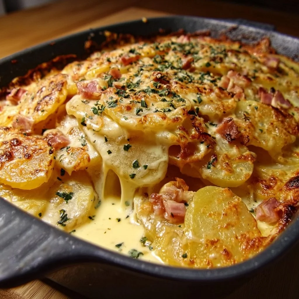 Überbackenes Kartoffelgratin nach dem Rezept wie bei Mama