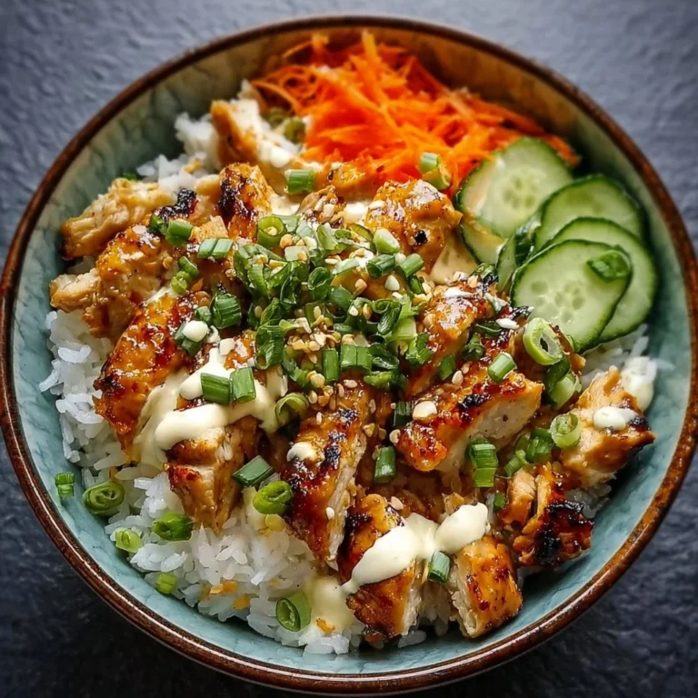 Würzige Hähnchen Bowl mit cremiger Soße und frischen Zutaten