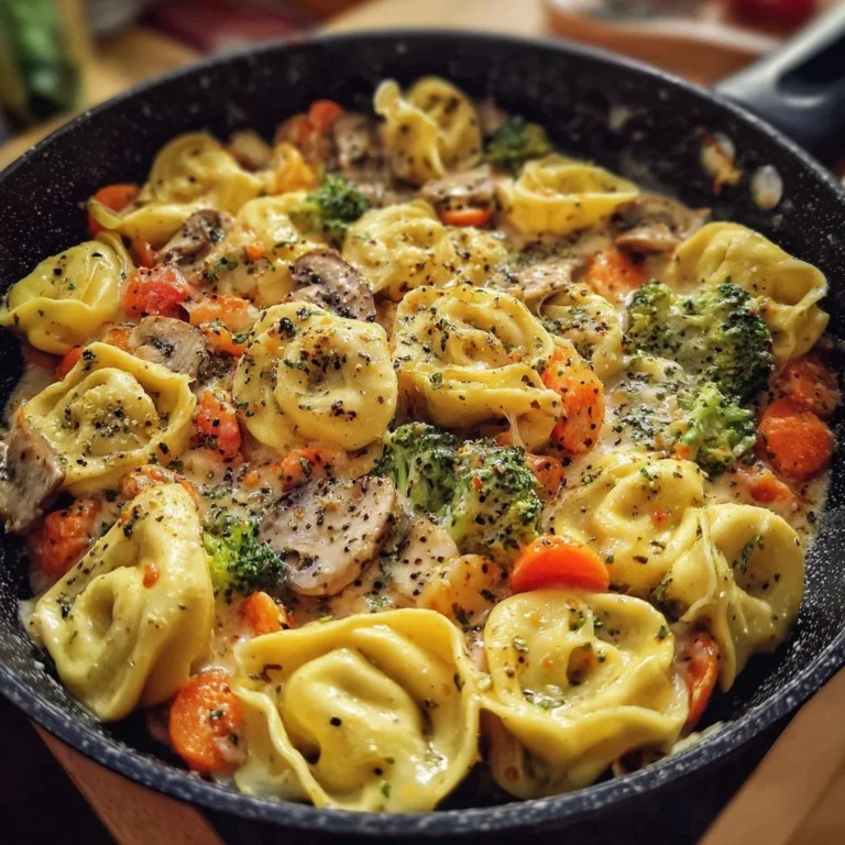 Cremige Gemüse-Tortellini-Pfanne mit frischem Gemüse und Tortellini
