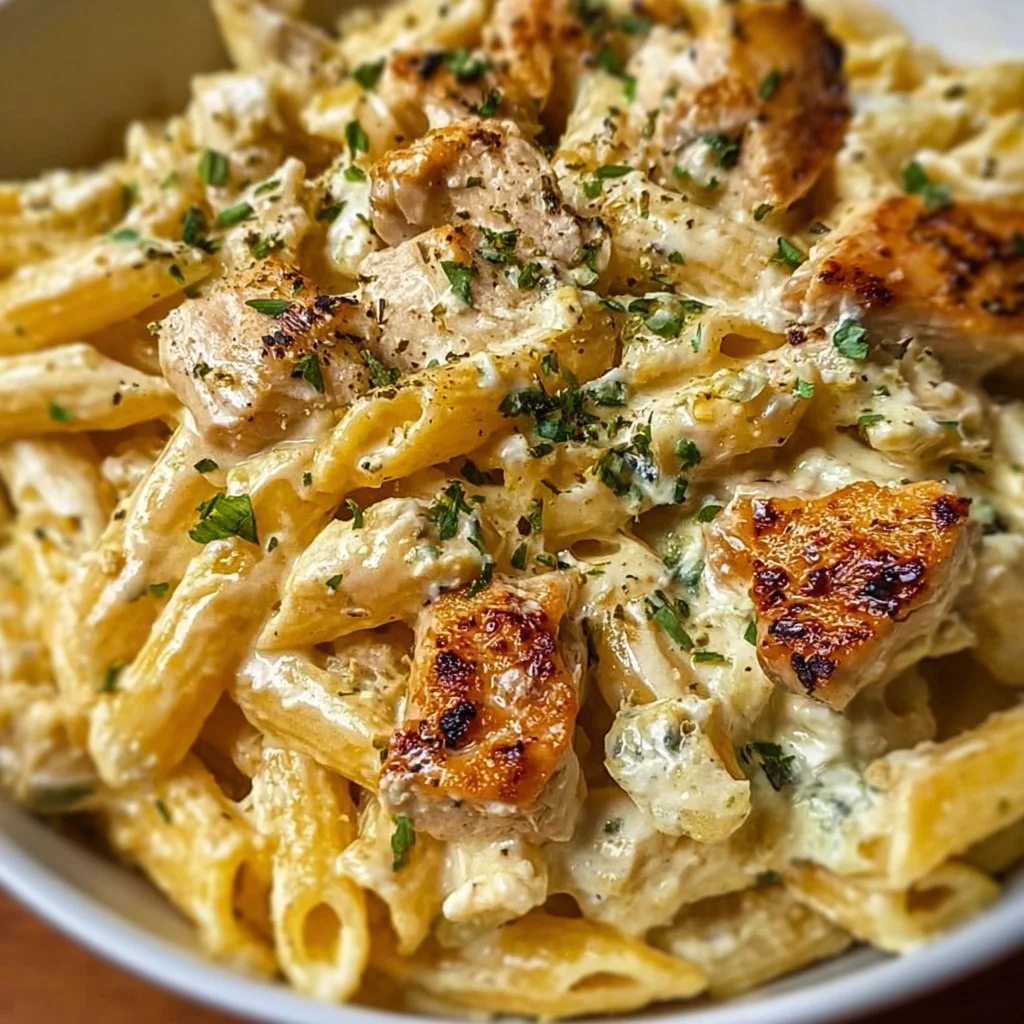 Cremige Hähnchen-Feta-Pasta