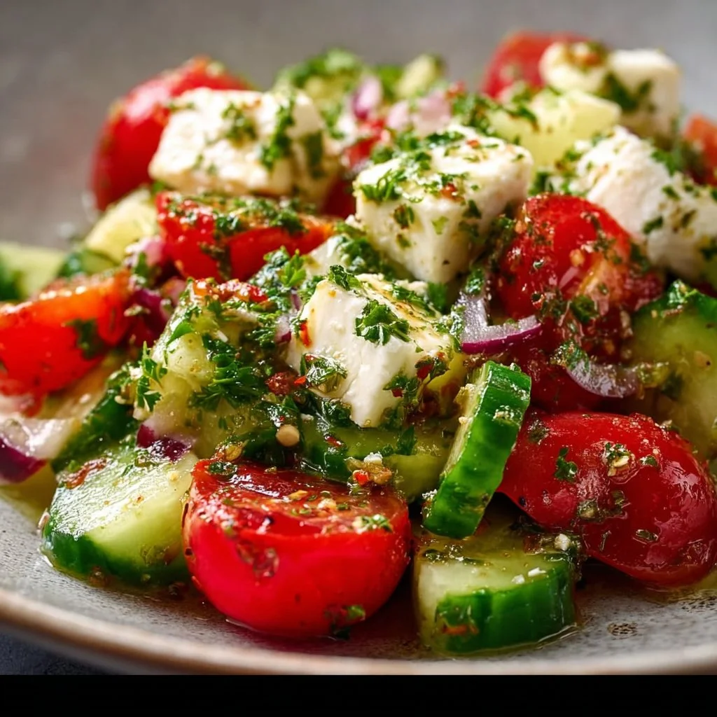 Dein Mediterraner Feta Salat: Gurke & Tomate purer Genuss!