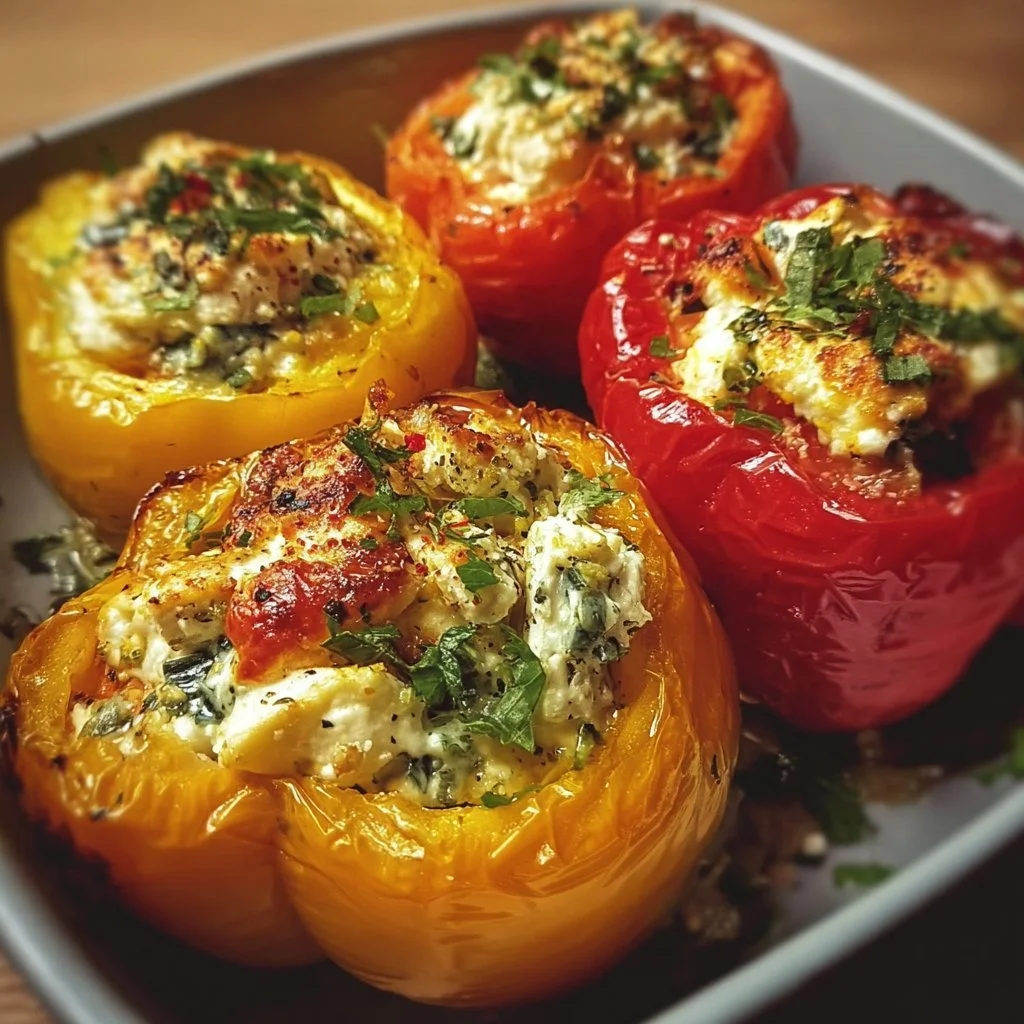 Gefüllte Feta-Paprika mit frischen Kräutern und Gewürzen