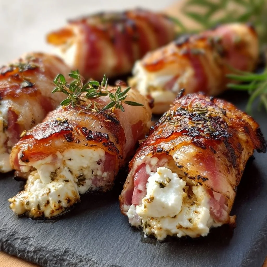 Gegrillte Feta-Schinkenröllchen