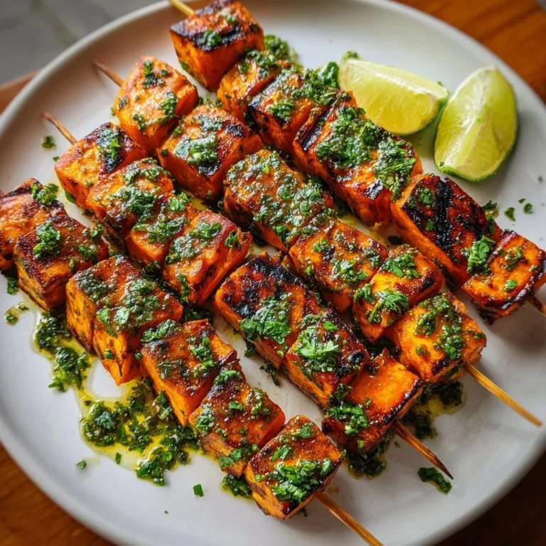 Gegrillte Süßkartoffel-Spieße mit Limetten-Koriander-Marinade auf dem Grill
