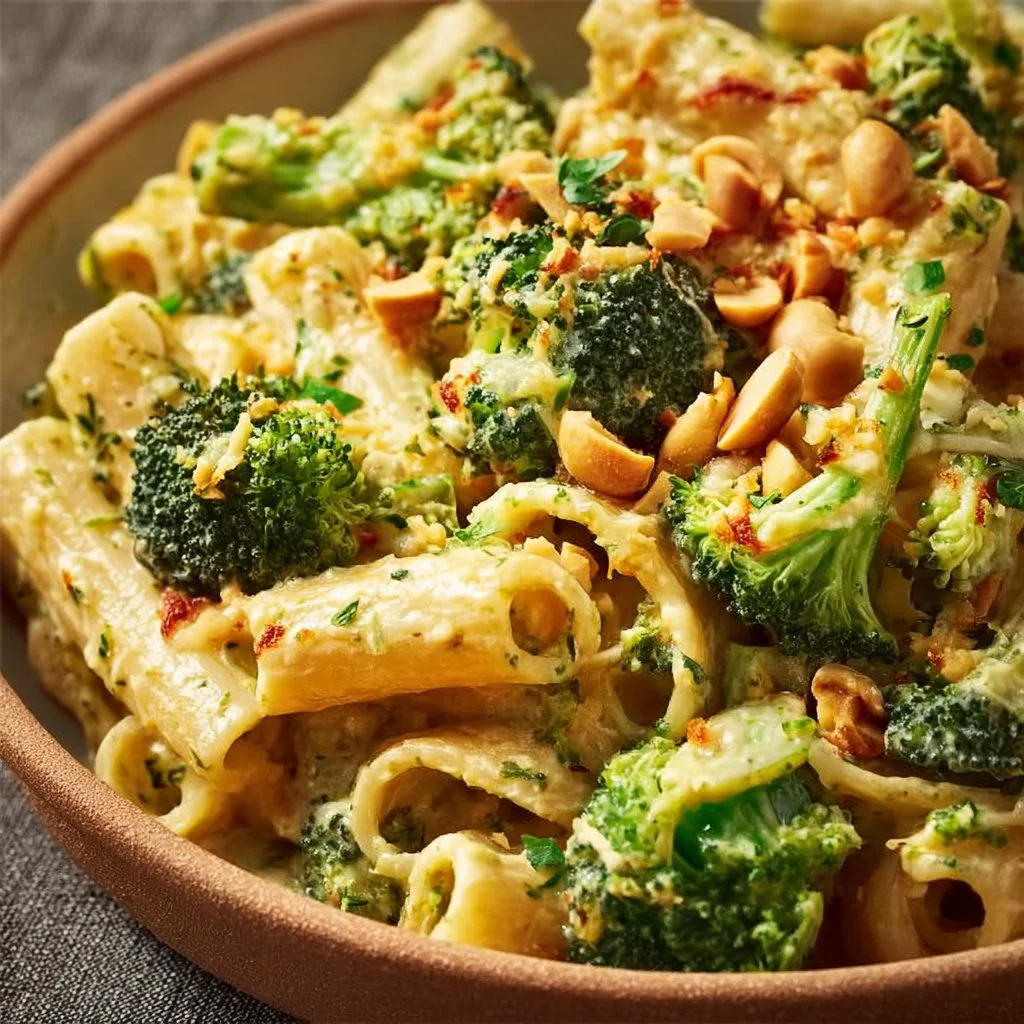 Gesunde Brokkoli-Erdnuss-Pasta