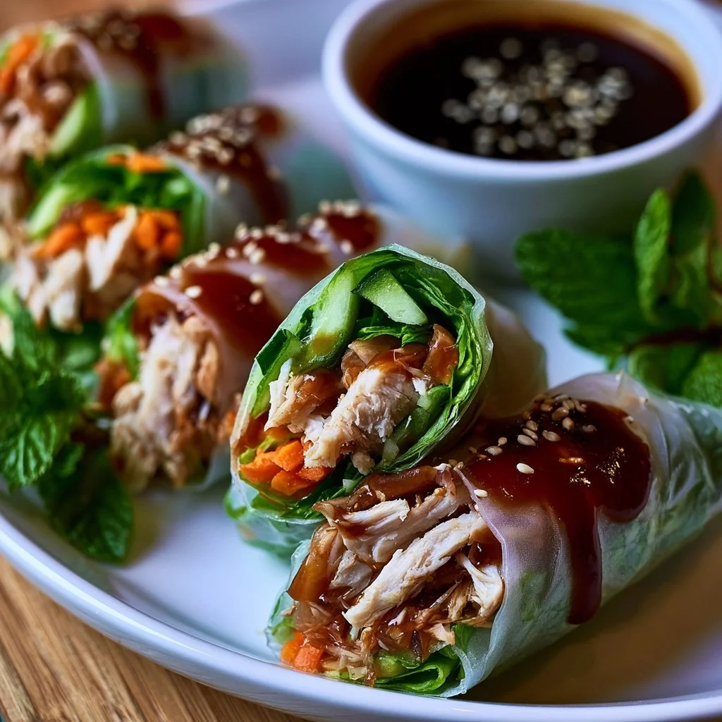 Hähnchen Teriyaki Reispapier Frühlingsrollen