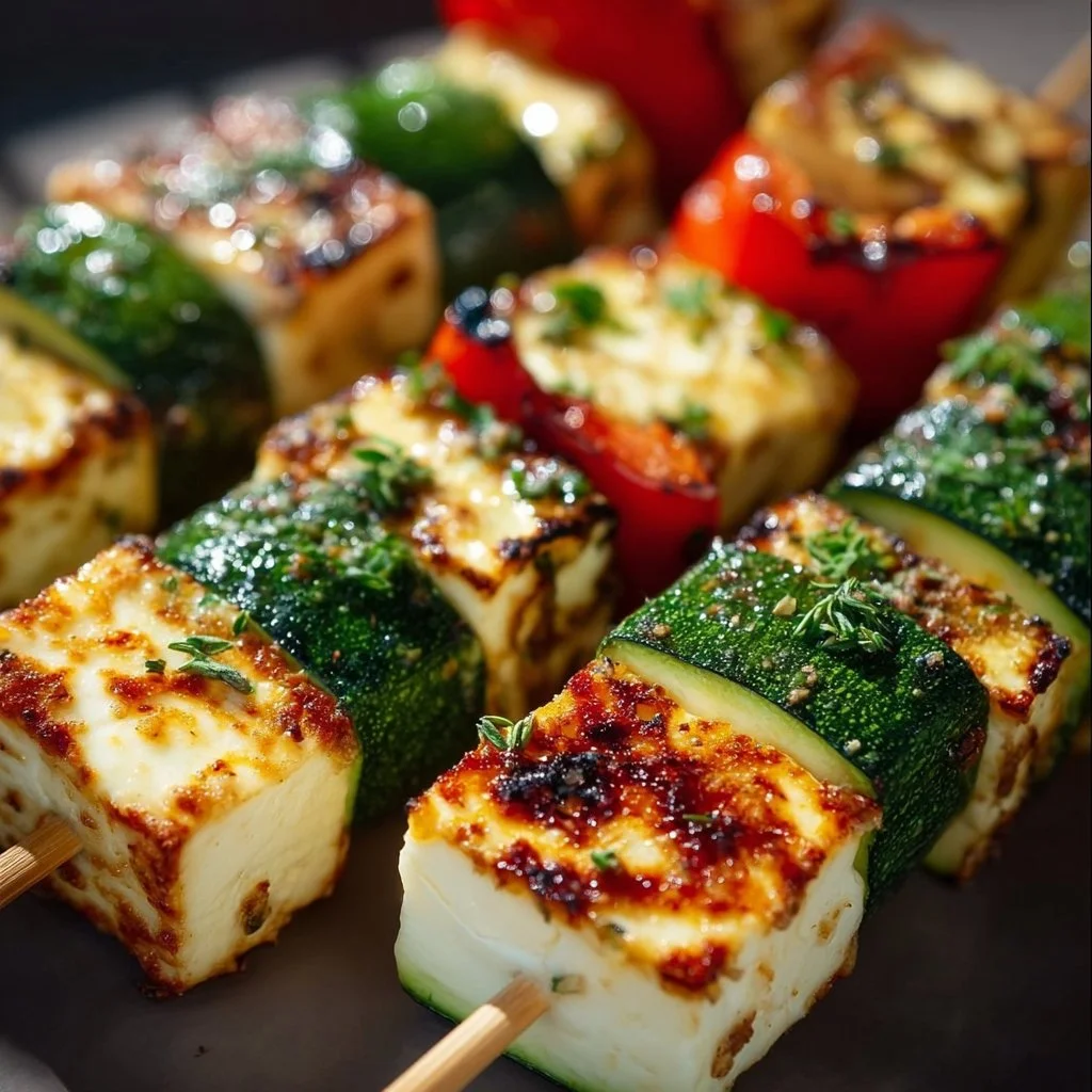 Halloumi Zucchini Spieße vom Grill