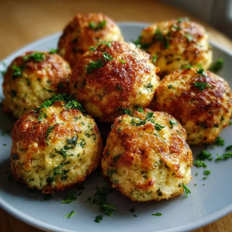 Käse-Lauch-Bällchen auf einem Teller, frisch aus dem Ofen