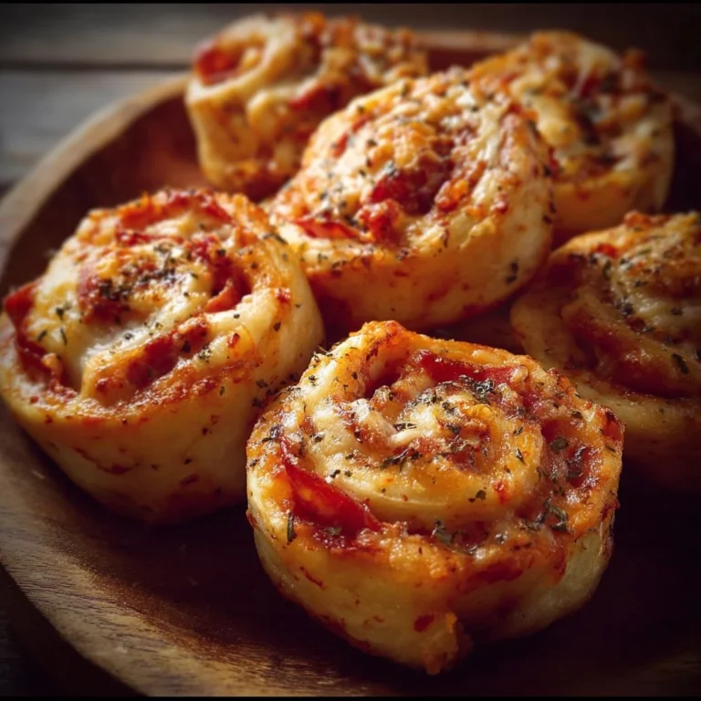 Knusprige Pizzaschnecken auf einem Teller, perfekt für Partys und Snacks