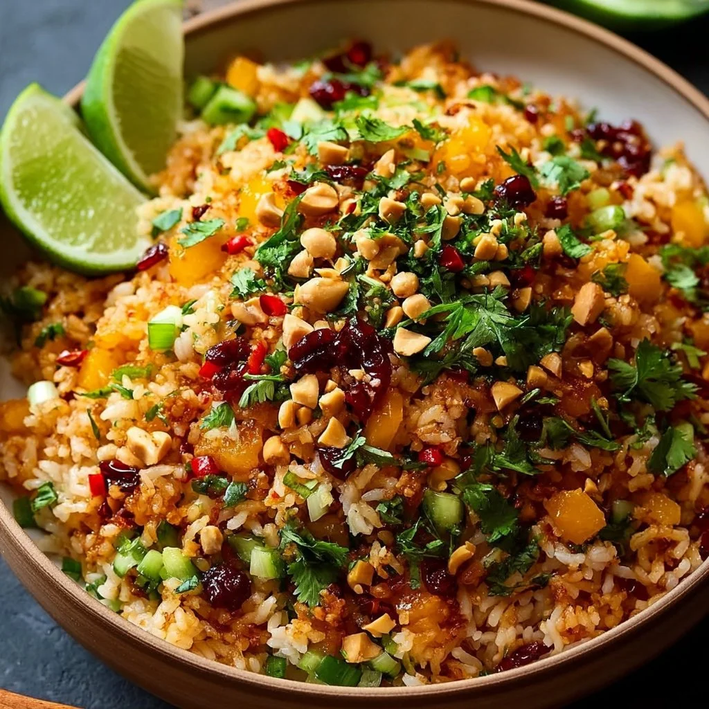 Knuspriger Erdnuss-Chili Reissalat