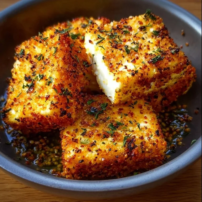 Knuspriger Feta aus dem Airfryer auf einem Teller serviert