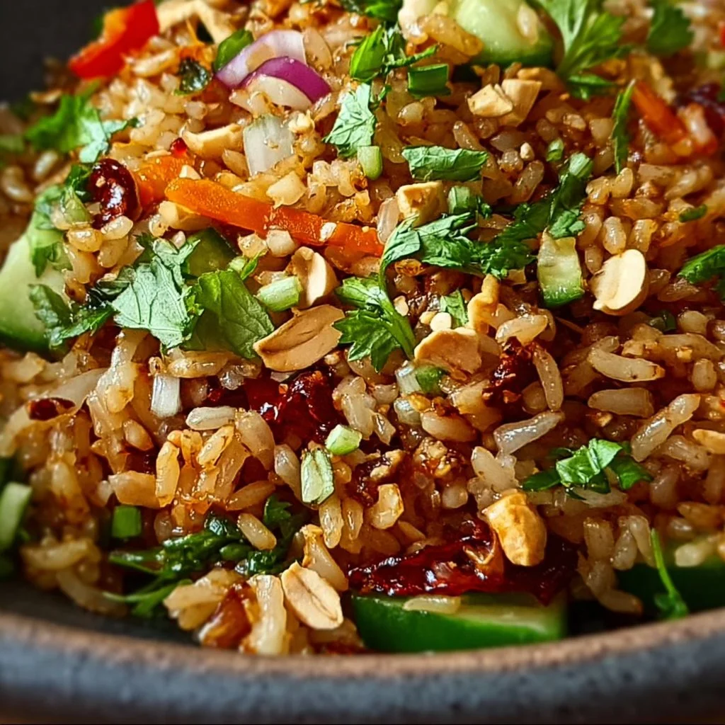 Knuspriger Reissalat Erdnuss Chili