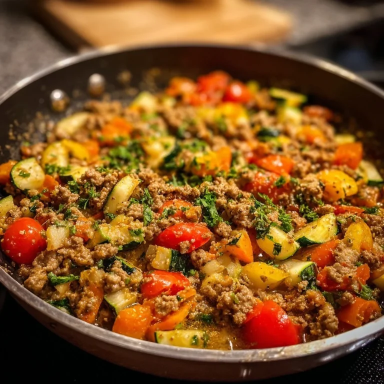 Leckere Low Carb Hackfleisch-Gemüse-Pfanne mit frischem Gemüse zubereitet