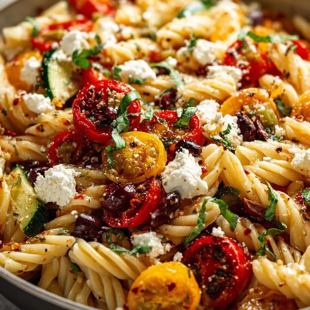 Mediterranean Pasta Salad with Tomatoes and Feta