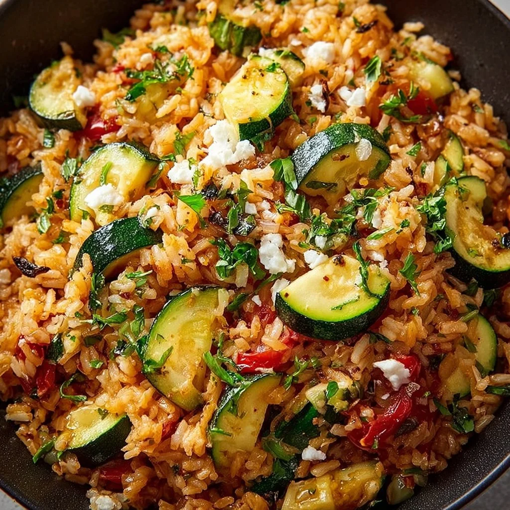 Mediterranean Zucchini Rice Skillet