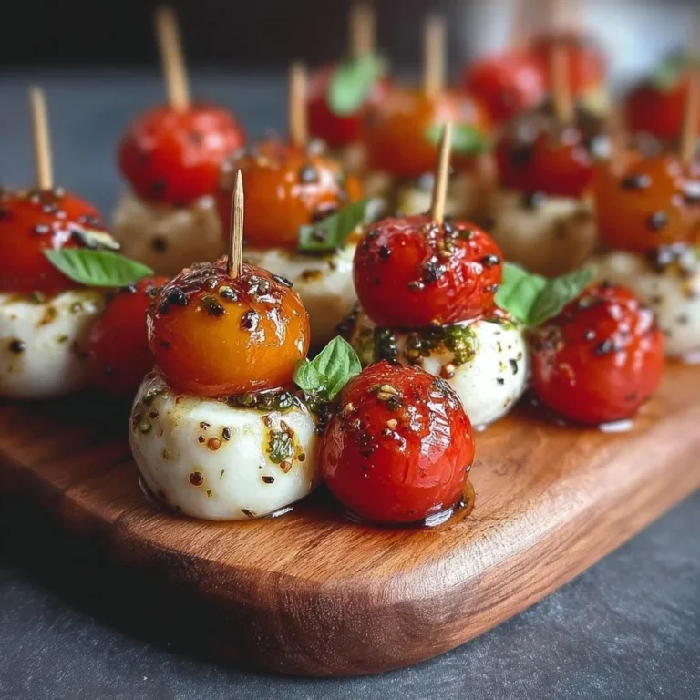 Leckere Mini Caprese Häppchen auf einem Teller angerichtet