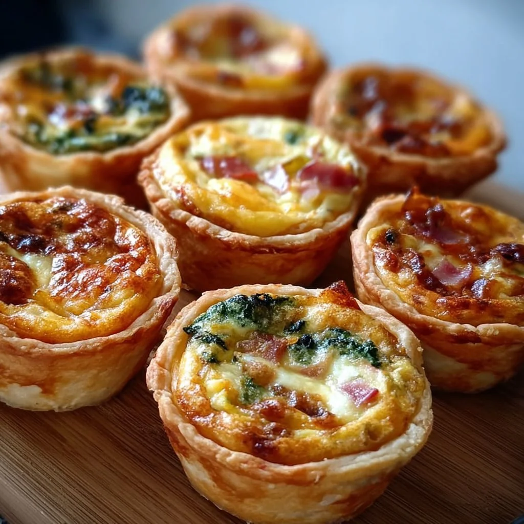 Leckere Mini-Quiches auf einem Tisch serviert