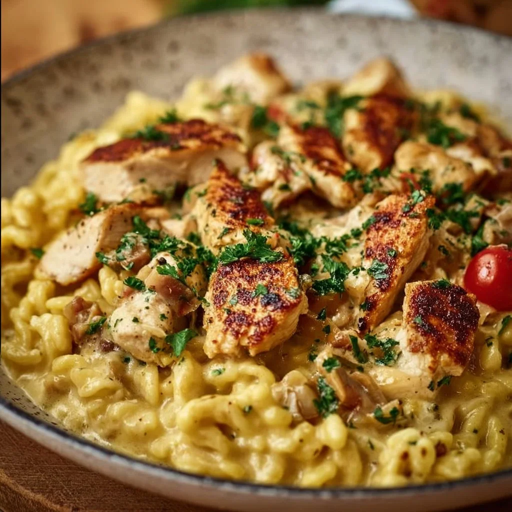 One-Pot-Spätzle mit Hähnchen