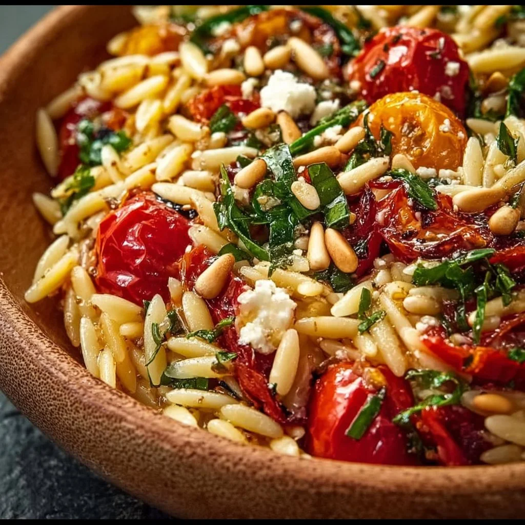 Orzo-Salat mit Tomaten und Pinienkernen