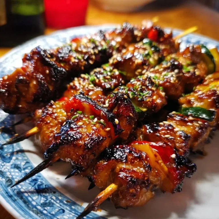 Saftige Teriyaki Hähnchen Spieße, frisch gegrillt für ein köstliches BBQ-Erlebnis.