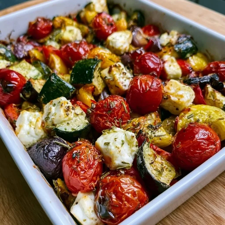 Schnelles Feta-Ofengemüse mit buntem Gemüse aus dem Ofen