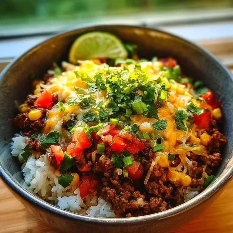 Bild einer leckeren Taco Reis Schüssel mit frischen Zutaten
