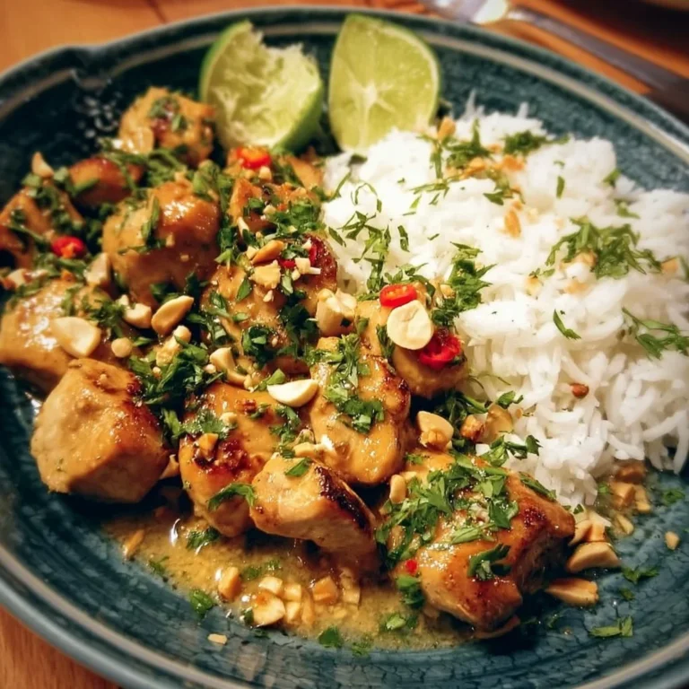 Thailändisches Erdnuss-Hähnchen mit aromatischen Gewürzen und Erdnusssoße