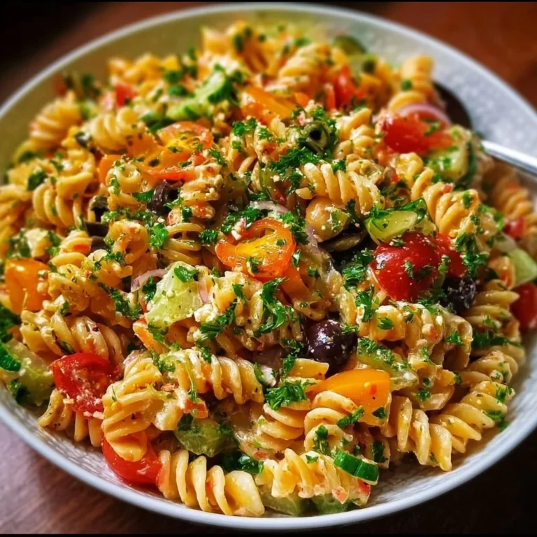 Türkischer Nudelsalat mit frischen Zutaten und einer würzigen Soße
