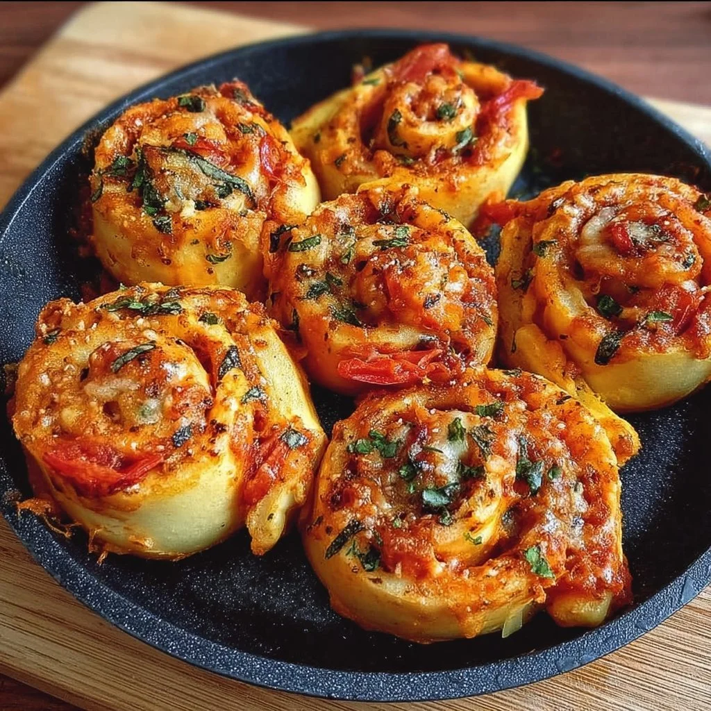 Leckere vegane Pizzaschnecken auf einem Teller